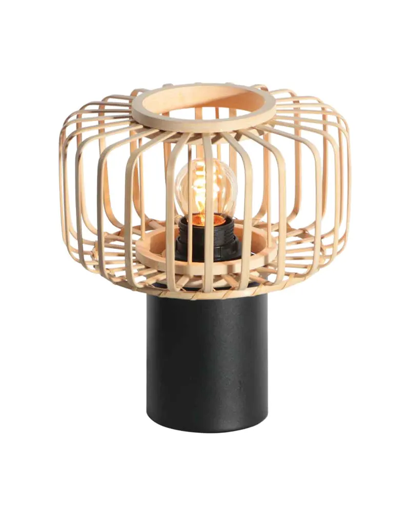 Steinhauer Breeza-Beache Tischlampe aus Bambus und Metall in Naturfarben, Schwarz, Ansicht 1