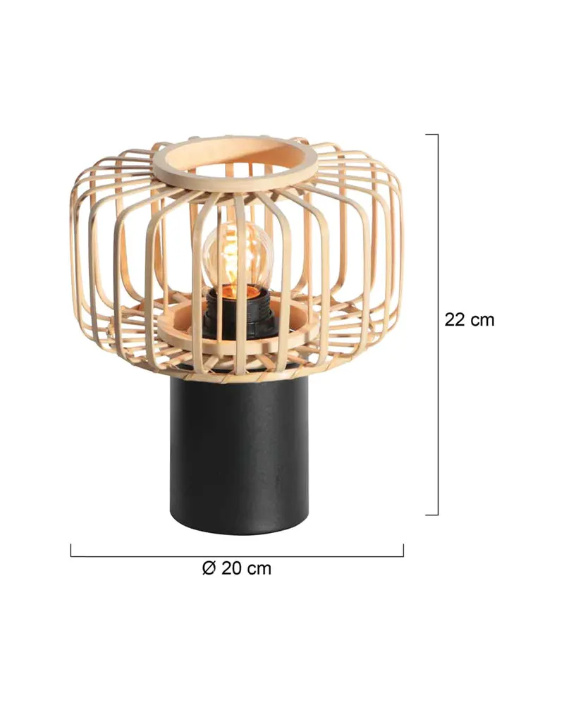 Steinhauer Breeza-Beache Tischlampe aus Bambus und Metall in Naturfarben, Schwarz, Ansicht 3