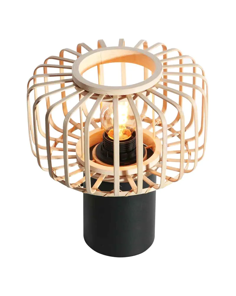 Steinhauer Breeza-Beache Tischlampe aus Bambus und Metall in Naturfarben, Schwarz, Ansicht 4