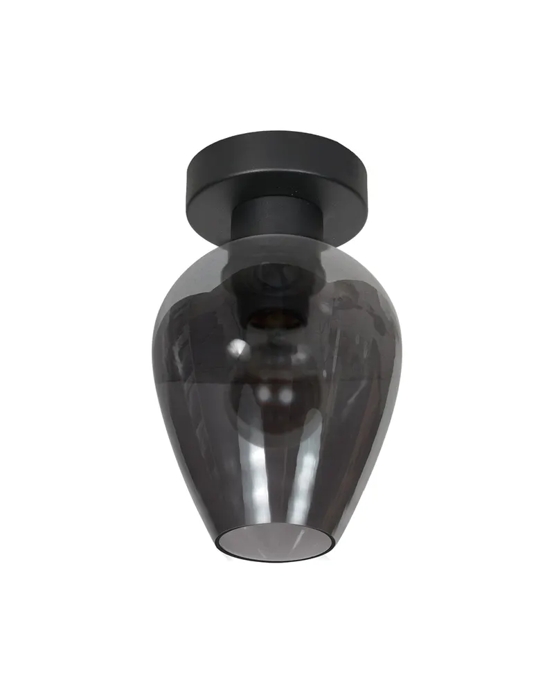 Drovia Deckenleuchte aus Glas und Metall, Ø 15 cm, Schwarz