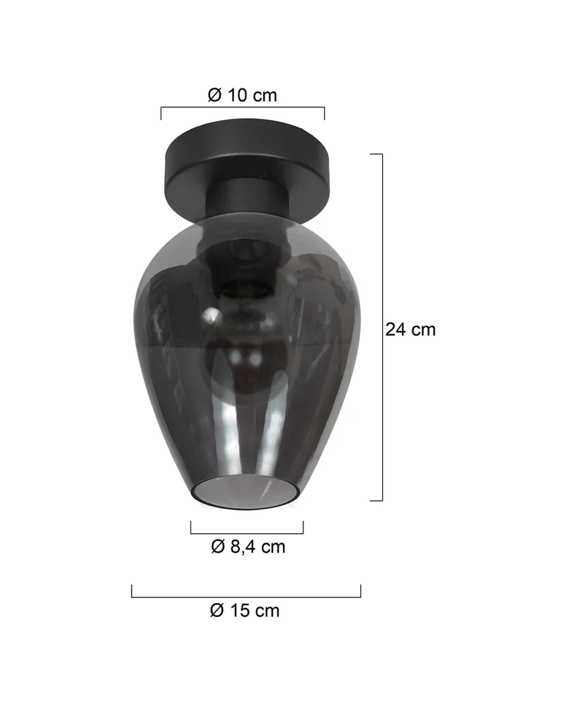 Drovia Deckenleuchte aus Glas und Metall, Ø 15 cm in Schwarz, Ansicht 10