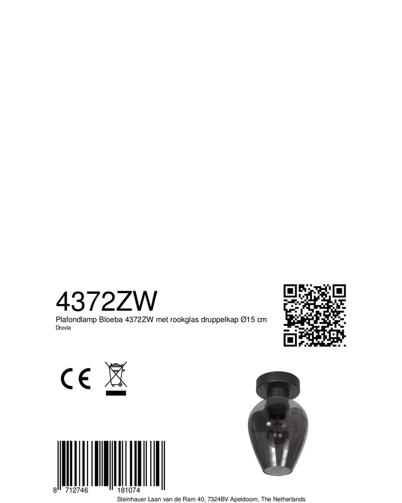 Drovia Deckenleuchte aus Glas und Metall, Ø 15 cm in Schwarz, Ansicht 7