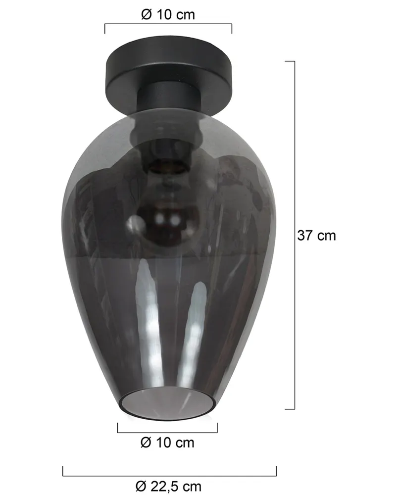 Drovia Deckenleuchte aus Glas und Metall in Schwarz, Ansicht 2