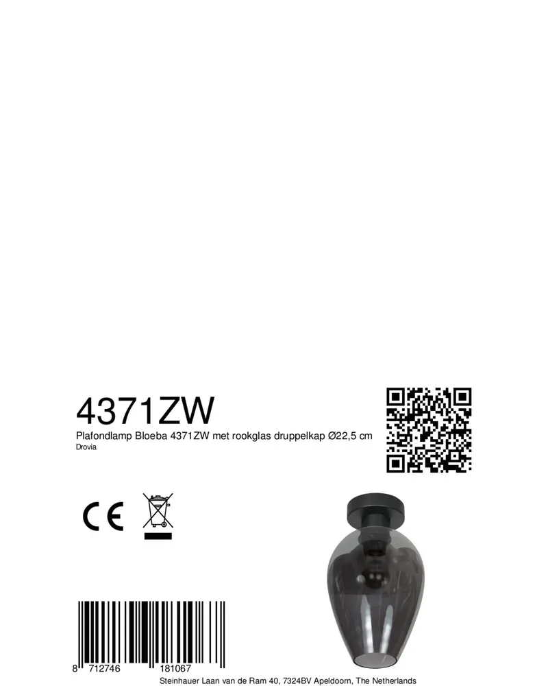 Drovia Deckenleuchte aus Glas und Metall in Schwarz, Ansicht 8