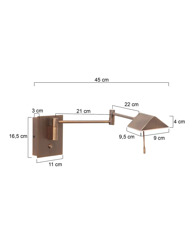 Retina Wandleuchte mit verstellbarem Arm und LED-Modul in Bronze, Ansicht 15