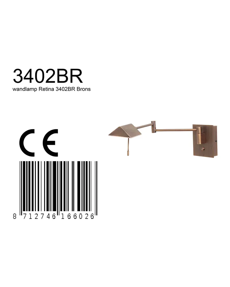 Retina Wandleuchte mit verstellbarem Arm und LED-Modul in Bronze, Ansicht 16
