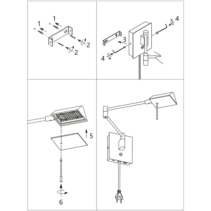 Retina Wandleuchte mit verstellbarem Arm und LED-Modul in Stahl, Ansicht 15