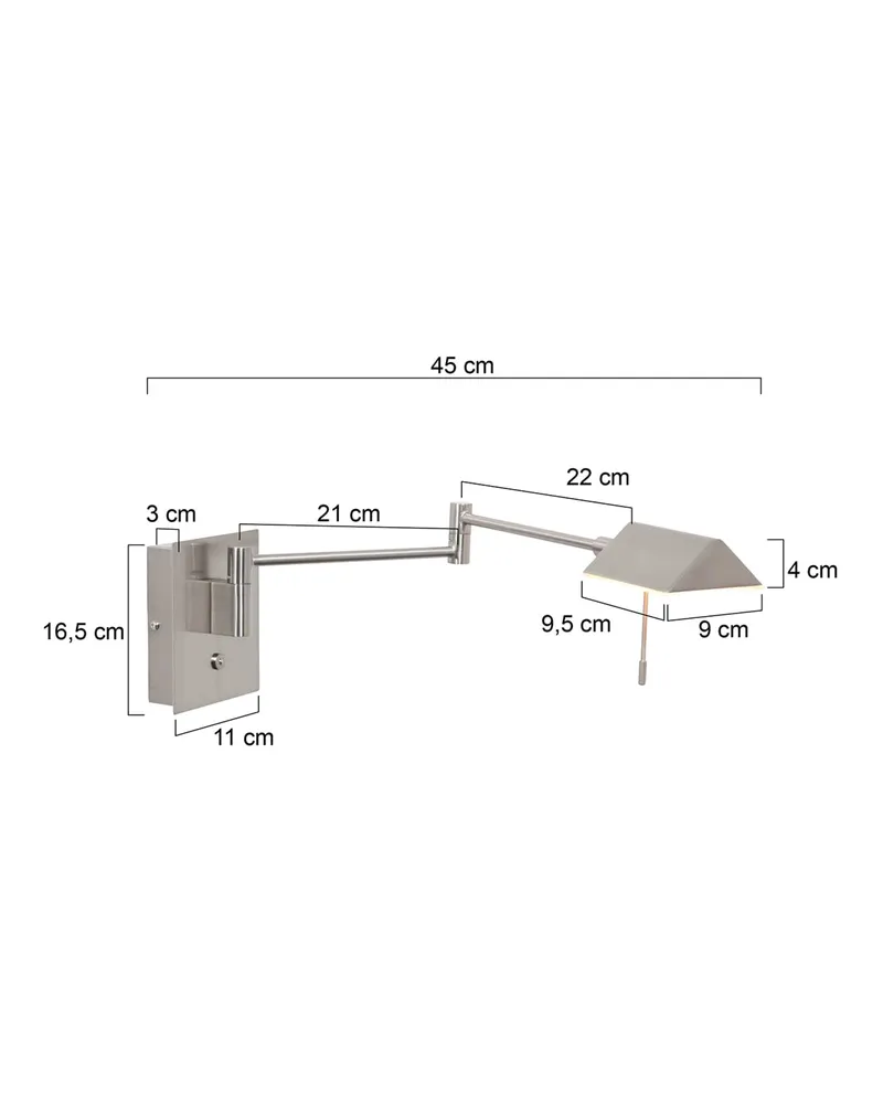 Retina Wandleuchte mit verstellbarem Arm und LED-Modul in Stahl, Ansicht 3