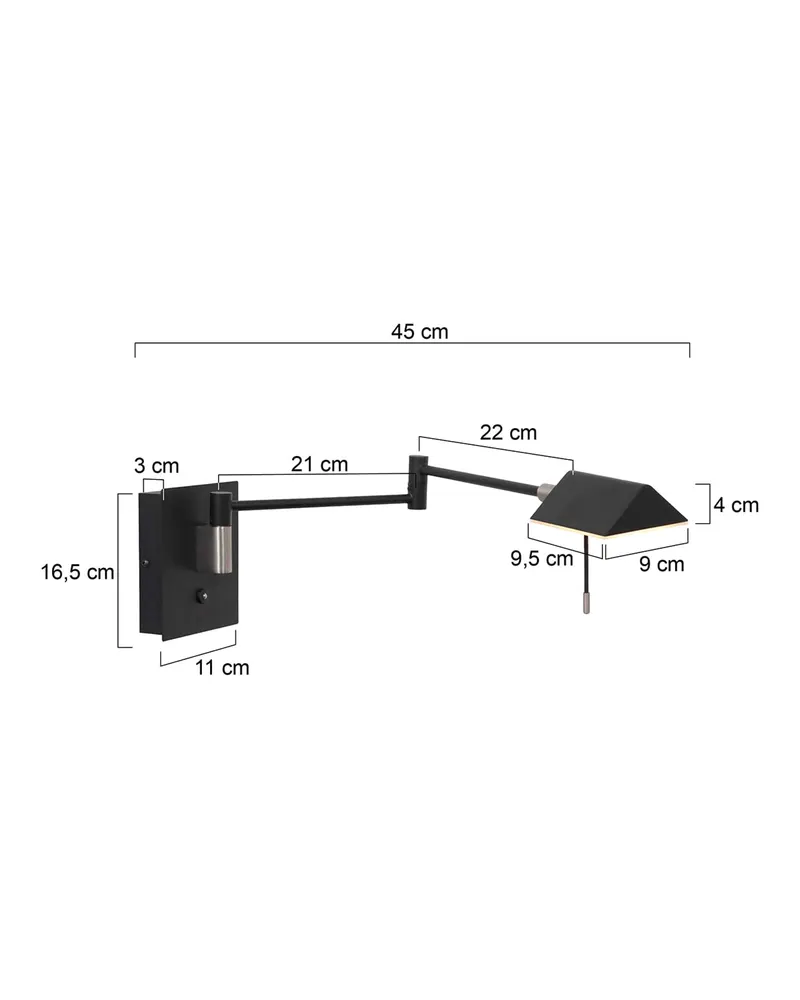 Retina Wandleuchte mit verstellbarem Arm und LED-Modul in Schwarz, Ansicht 14