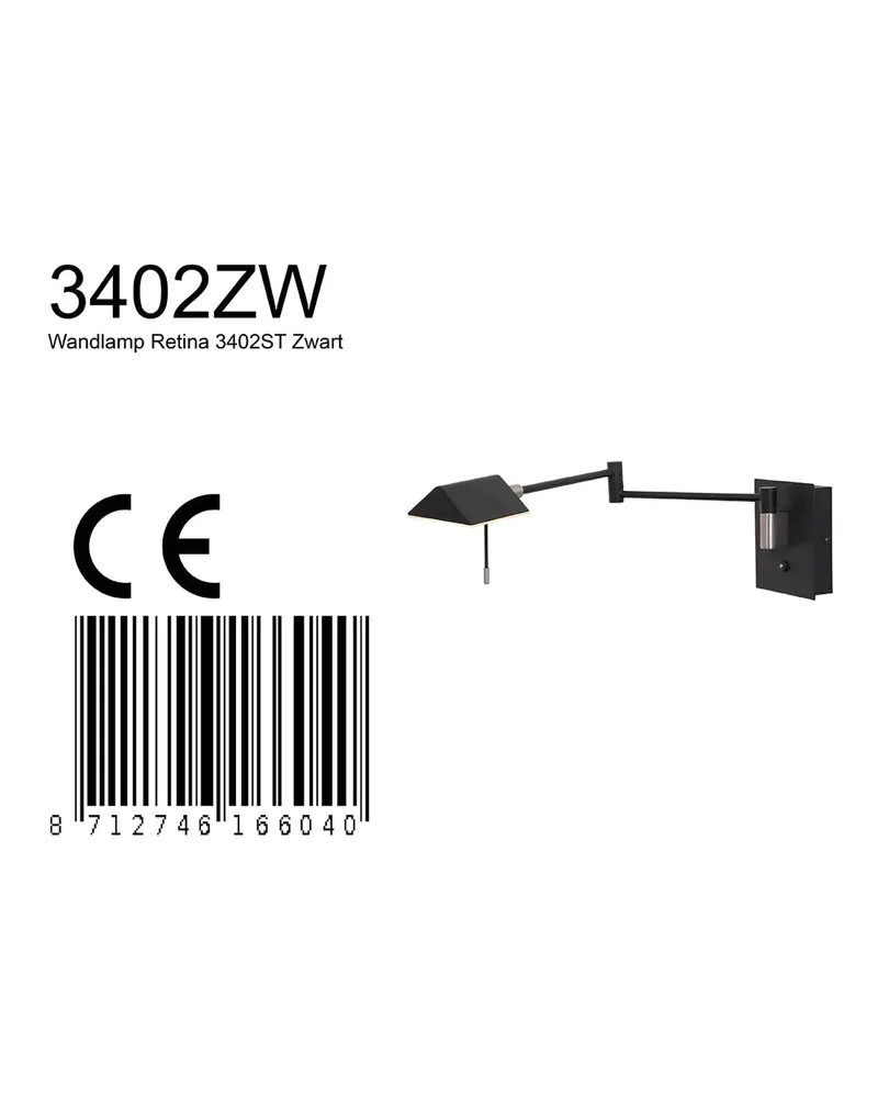 Retina Wandleuchte mit verstellbarem Arm und LED-Modul in Schwarz, Ansicht 15