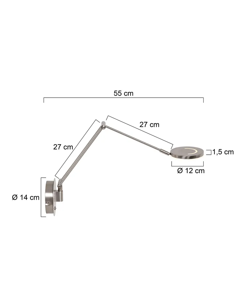 Steinhauer Exclusive Soleil Wandleuchte mit verstellbarem Lesearm in Stahl, Ansicht 2
