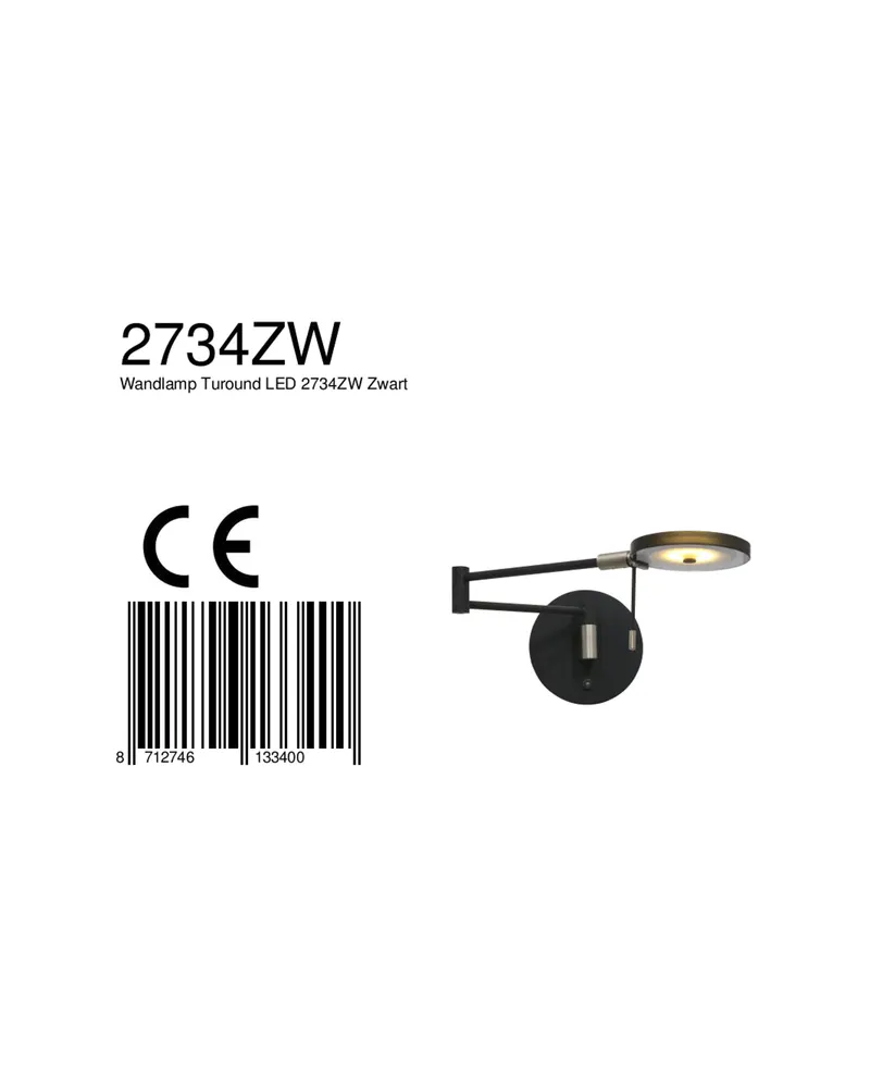 Turound Wandleuchte mit verstellbarem Lesearm, Schwarz in Schwarz, Ansicht 20