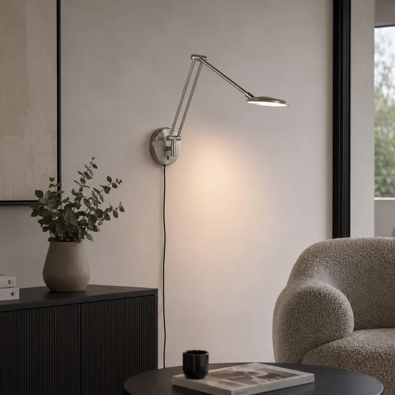 Zenith2 LED-Wandleuchte mit verstellbarem Lesearm in Stahl, Ansicht 12