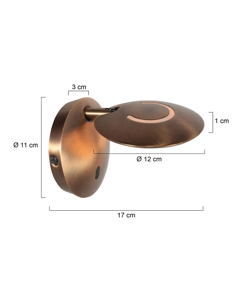 Zenith2 Wandleuchte mit schwenkbarem LED-Licht in Bronze, Ansicht 3