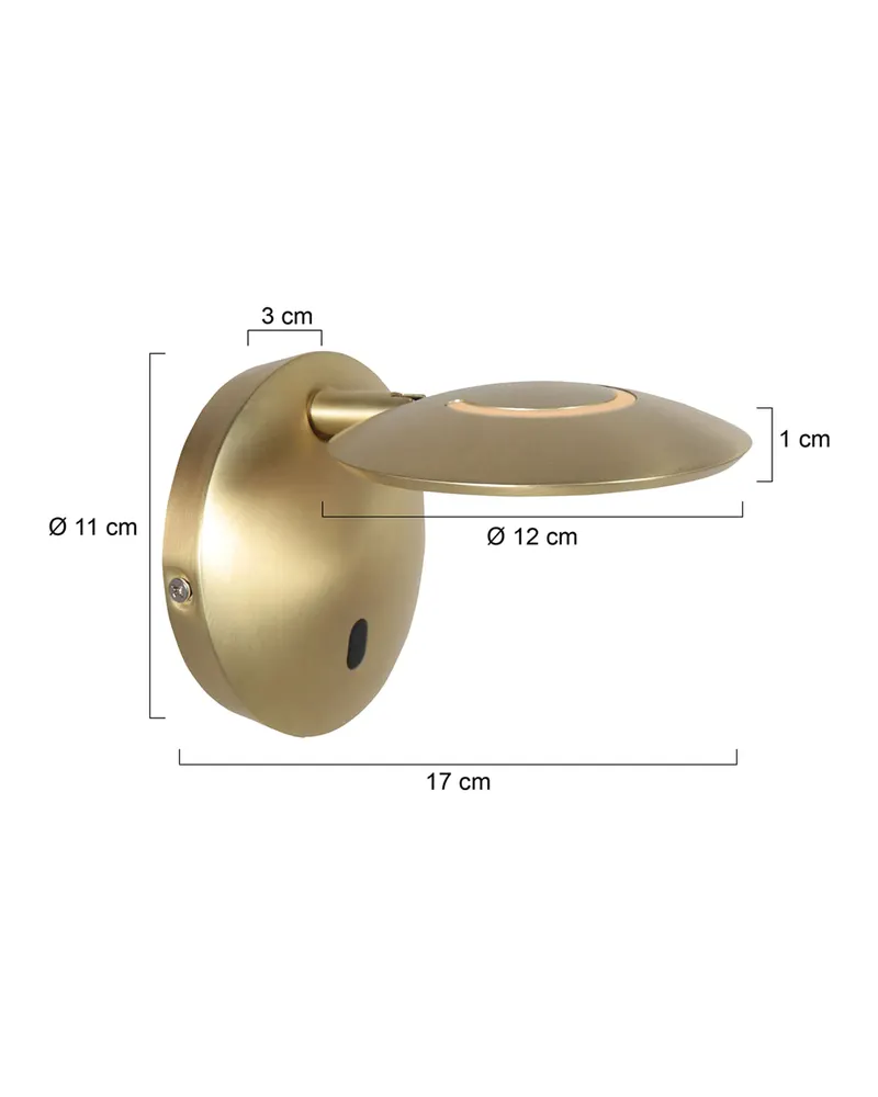 Zenith2 Wandleuchte mit schwenkbarem LED-Licht in Messing, Ansicht 3