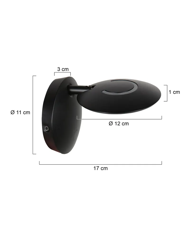 Zenith2 Wandleuchte mit schwenkbarem LED-Licht in Schwarz, Ansicht 6