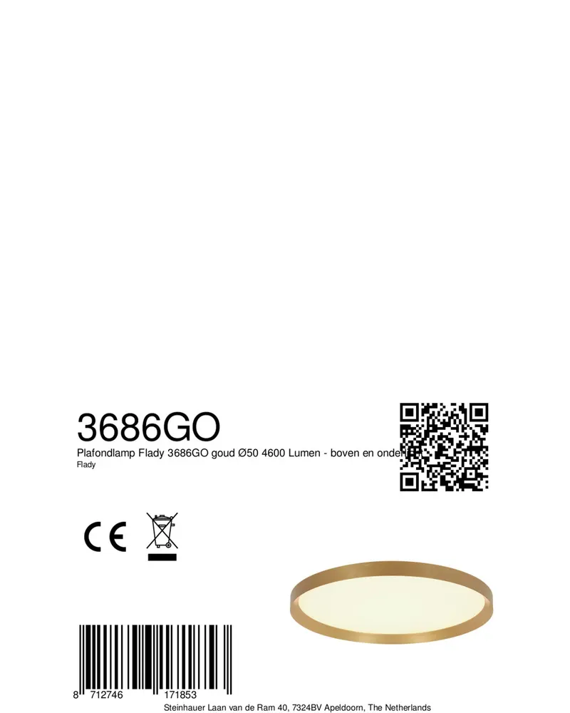 Steinhauer Flady LED-Deckenleuchte, Ø 50 cm in Gold, Ansicht 14