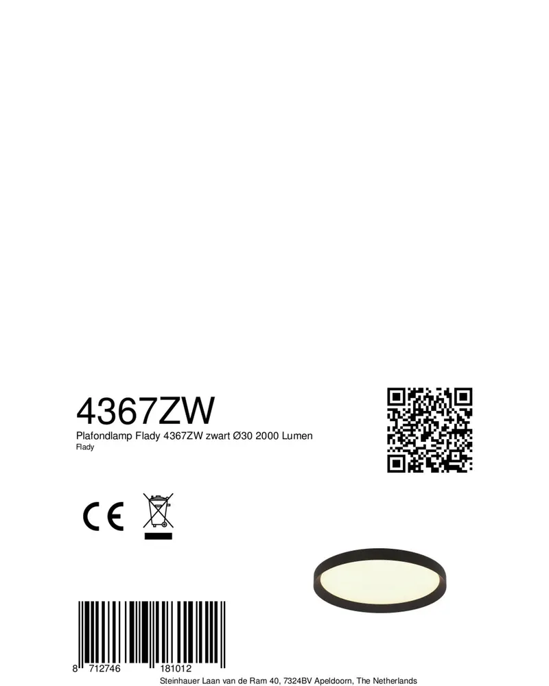 Flady LED-Deckenleuchte mit austauschbarem LED-Modul in Schwarz, Ansicht 17