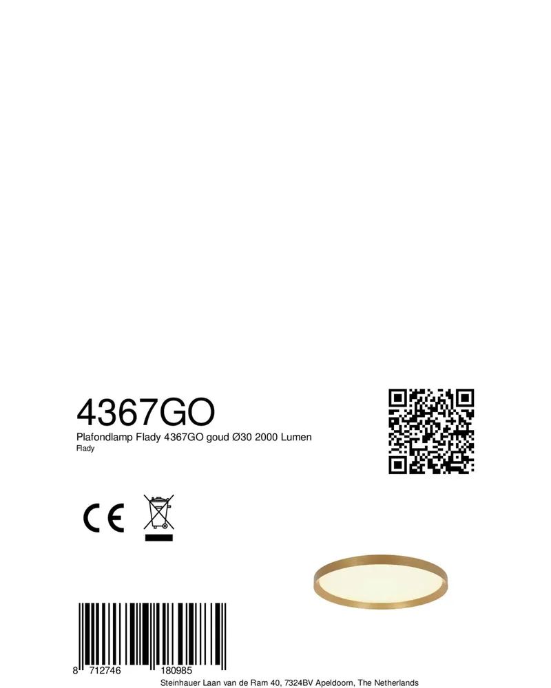 Flady LED-Deckenleuchte mit austauschbarem LED-Modul in Gold, Ansicht 10