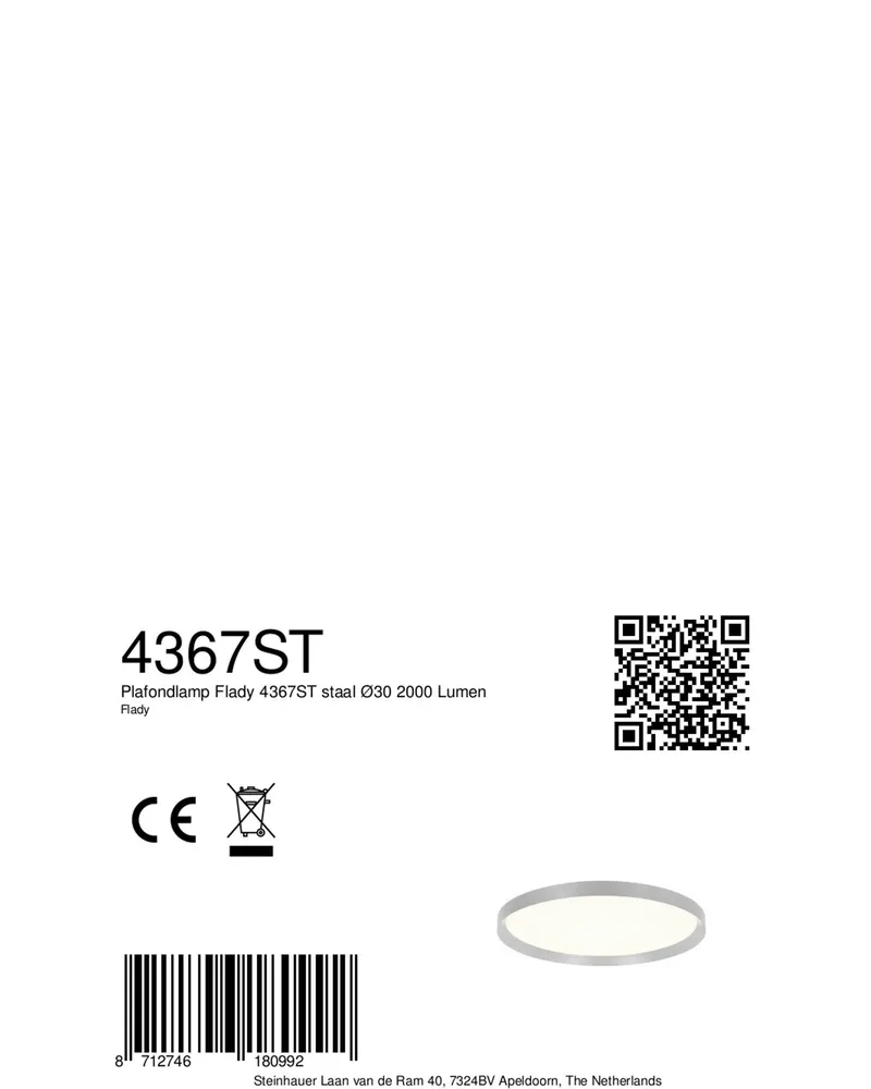 Flady LED-Deckenleuchte mit austauschbarem LED-Modul in Stahl, Ansicht 8