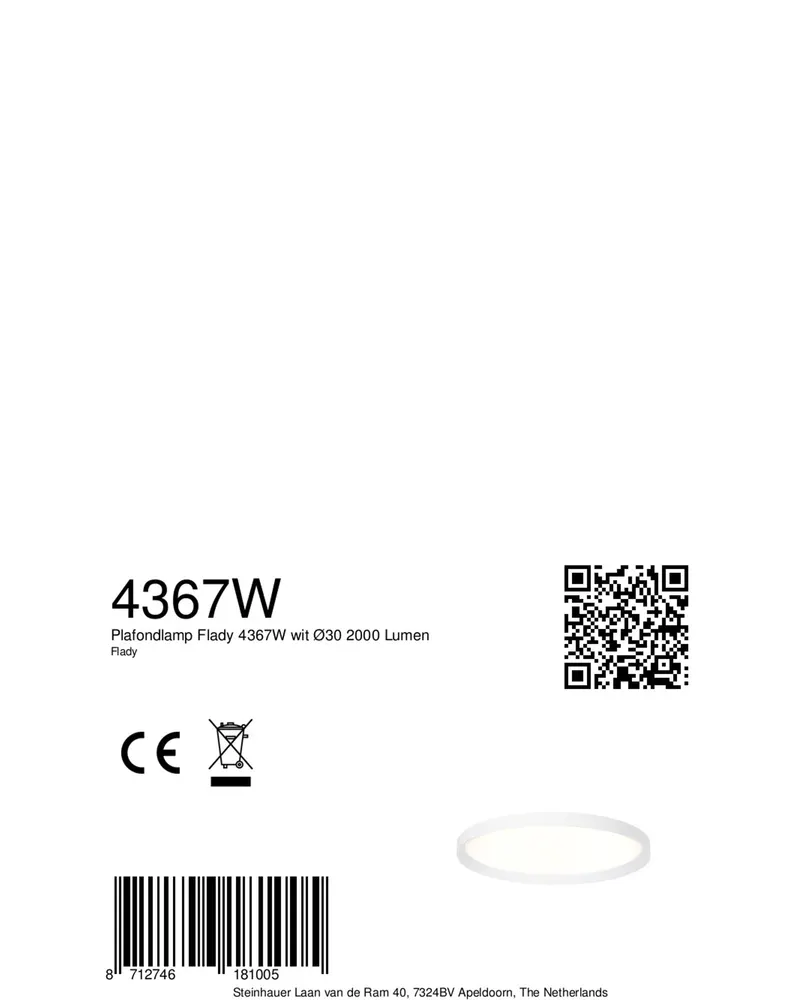 Flady LED-Deckenleuchte mit austauschbarem LED-Modul in Weiß, Ansicht 5