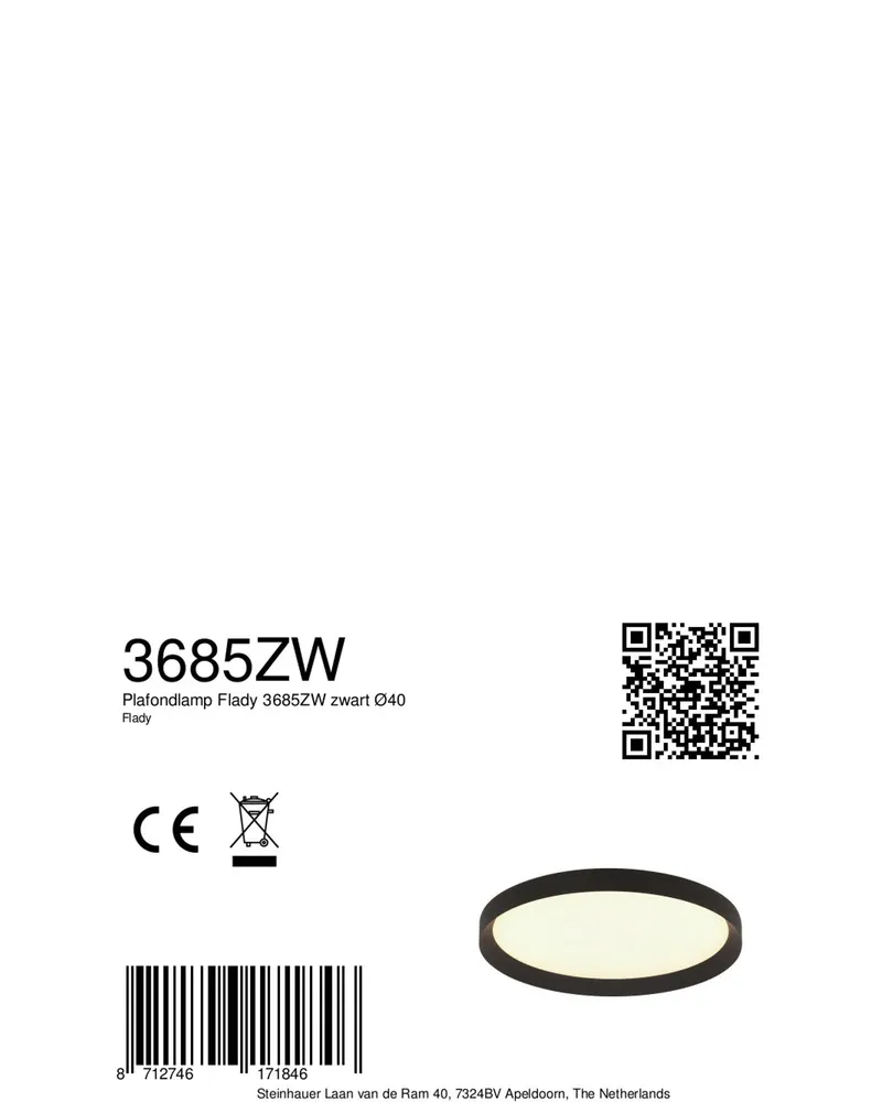 Flady LED-Deckenleuchte, dimmbar in Weiß, Schwarz, Ansicht 15