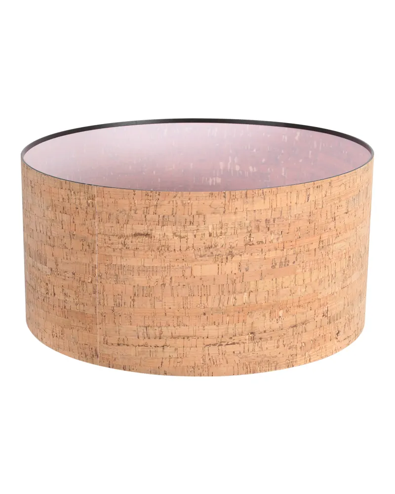 Beige-cremefarbener Lampenschirm aus Kork und Kunststoff, Ø 40 cm, Beige, Creme