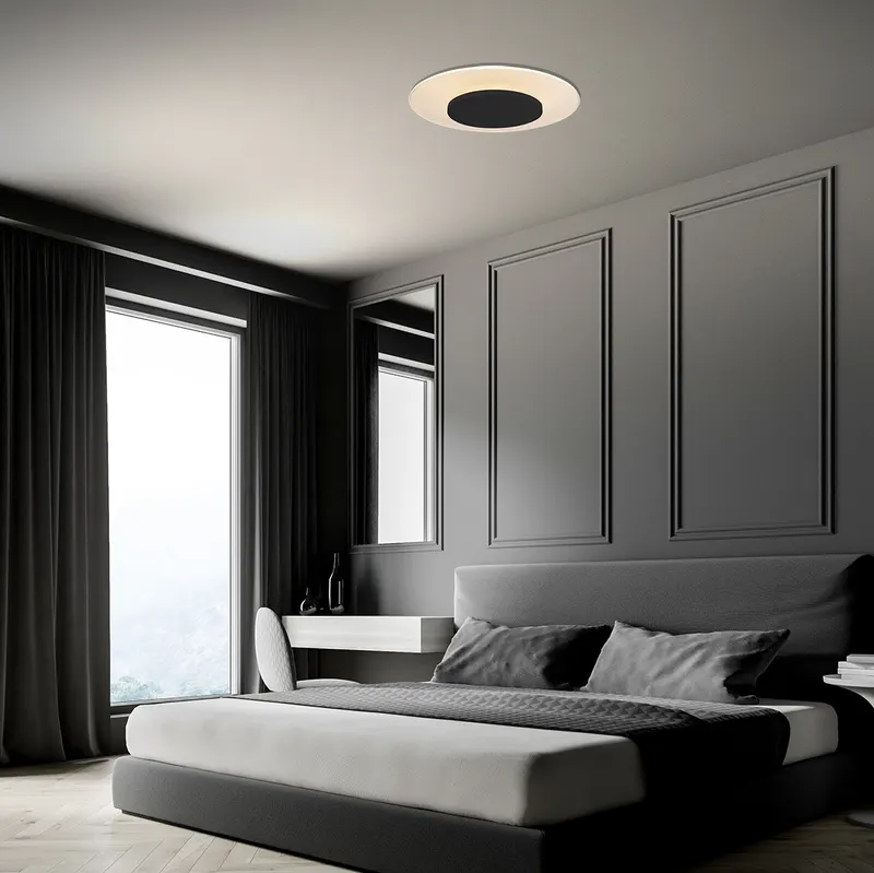 Steinhauer Lido Deckenleuchte mit austauschbarem LED-Modul, Ø 42 cm in Schwarz, Ansicht 2
