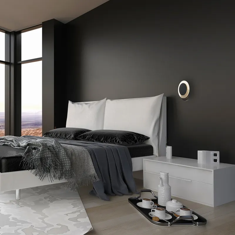 Steinhauer Lido Wandleuchte mit drehbarem, austauschbarem LED-Modul in Mattglas, Schwarz, Ansicht 2