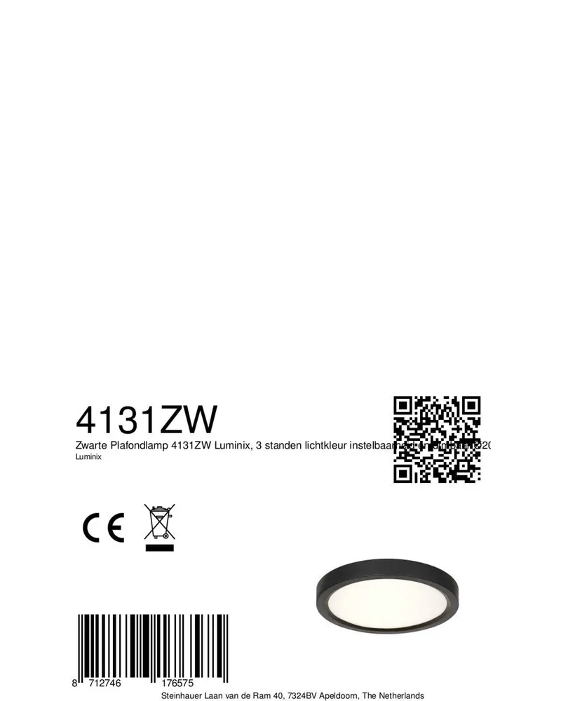 Steinhauer Luminix LED-Deckenleuchte, Weiß in Schwarz, Ansicht 12