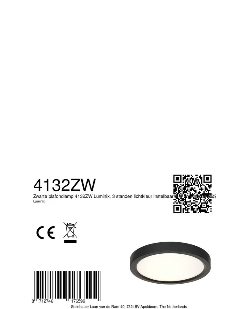 Steinhauer Luminix LED-Deckenleuchte mit austauschbarem Modul in Schwarz, Ansicht 12