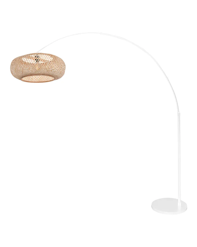Steinhauer Maze-Natural Bogenlampe aus Bambus und Metall in Naturfarben, Weiß, Ansicht 3