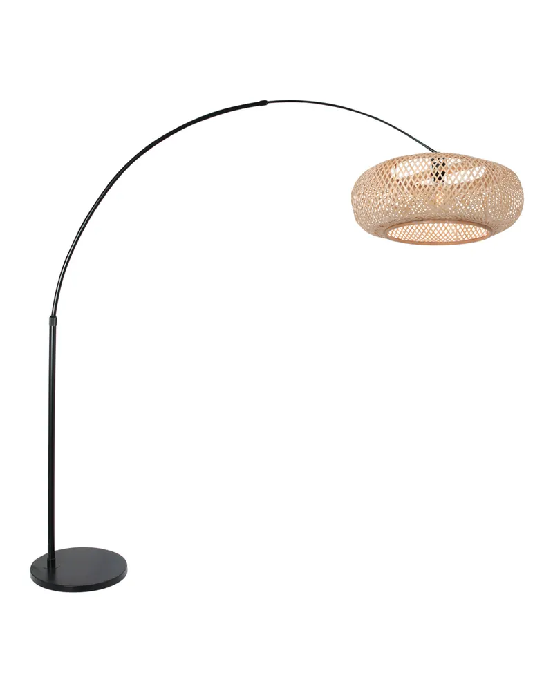 Steinhauer Maze-Natural Bogenlampe mit E27-Fassung in Naturfarben, Schwarz, Ansicht 1