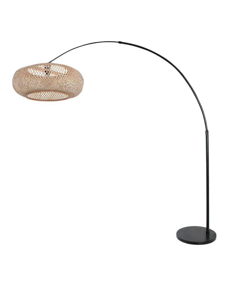 Steinhauer Maze-Natural Bogenlampe mit E27-Fassung in Naturfarben, Schwarz, Ansicht 3