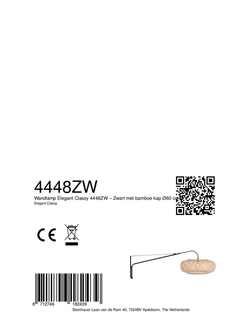 Steinhauer Maze-Natural Wandleuchte mit verstellbarem Lesearm in Naturfarben, Schwarz, Ansicht 14