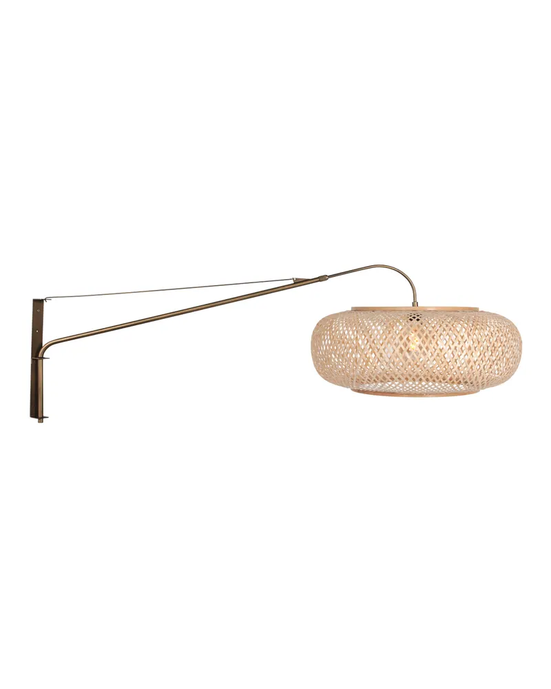 Maze-Natural Wandleuchte aus Bambus und Metall mit E27-Fassung, Bronze, Naturfarben