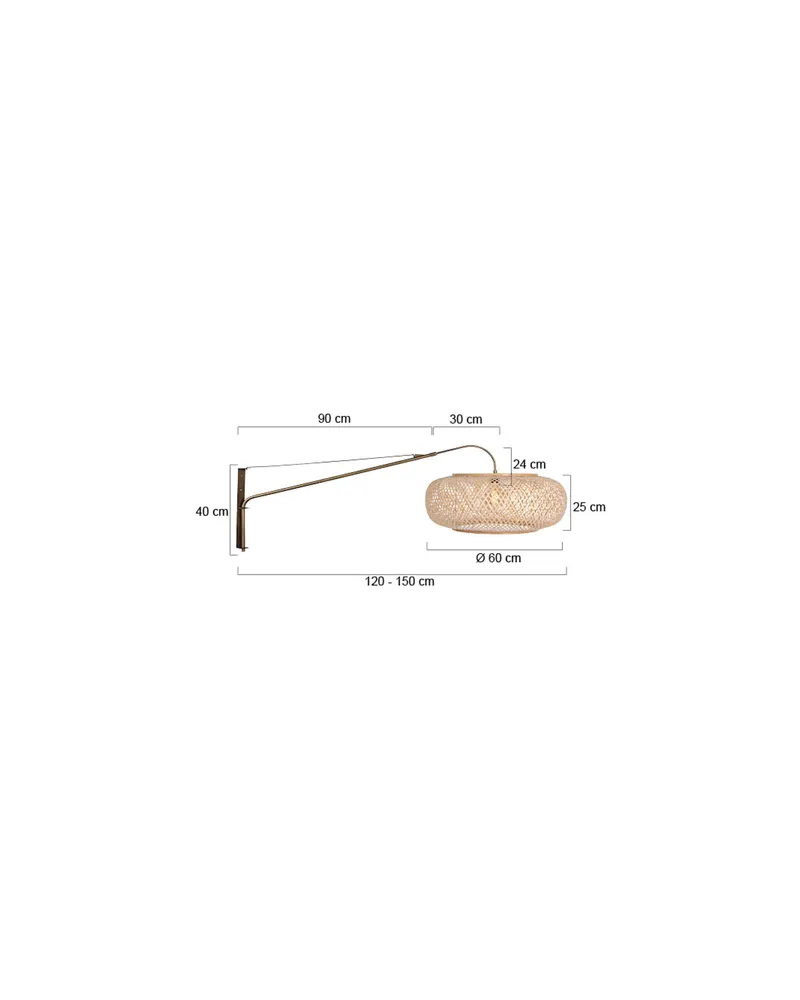 Steinhauer Maze-Natural Wandleuchte aus Bambus und Metall mit E27-Fassung in Bronze, Naturfarben, Ansicht 2