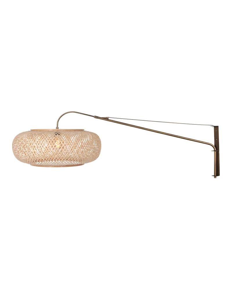 Steinhauer Maze-Natural Wandleuchte aus Bambus und Metall mit E27-Fassung in Bronze, Naturfarben, Ansicht 3
