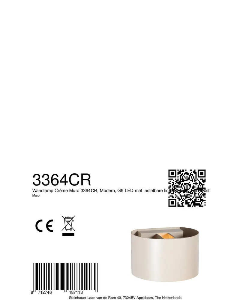 Steinhauer Muro Wandleuchte mit G9-Leuchtmittel in Creme, Ansicht 10