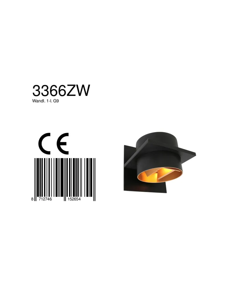 Steinhauer Muro Wandleuchte, Schwarz, dimmbar mit G9-Leuchtmittel in Schwarz, Ansicht 12