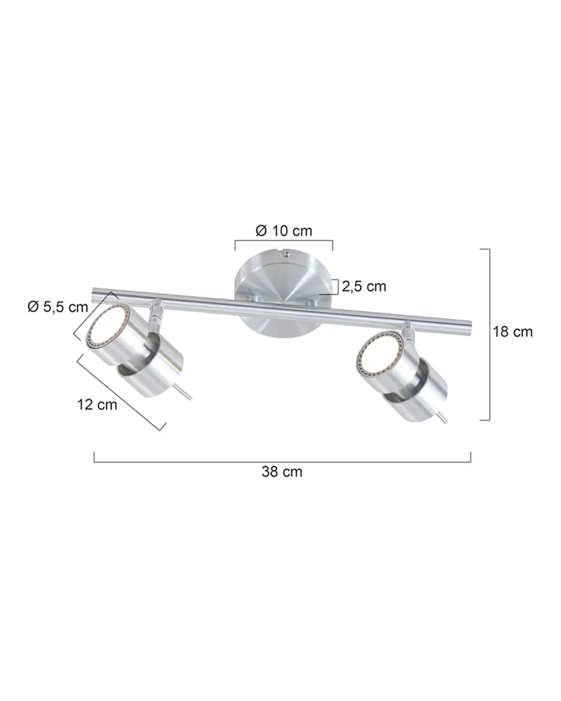 Natasja LED Spot mit zwei GU10-Leuchten | Alva Home in Stahl, Ansicht 6