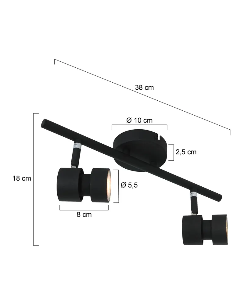 Natasja LED Spot mit zwei GU10-Leuchten | Alva Home in Schwarz, Ansicht 11