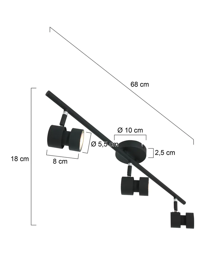 Steinhauer Natasja LED Spot mit 3 Lichtpunkten in Schwarz, Ansicht 11