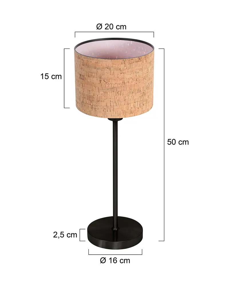 Steinhauer Noor Tischlampe aus Kork und Metall in Schwarz, Ansicht 9