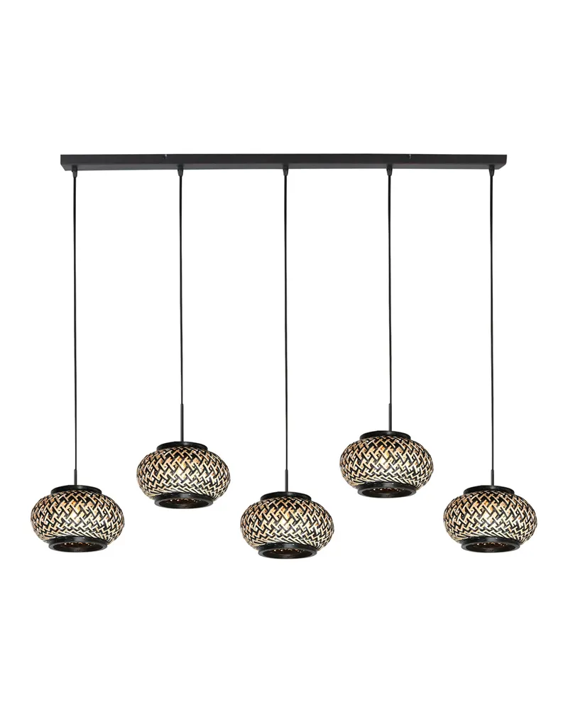 Nox Light Pendelleuchte mit fünf Lichtpunkten in Naturfarben, Schwarz, Ansicht 4