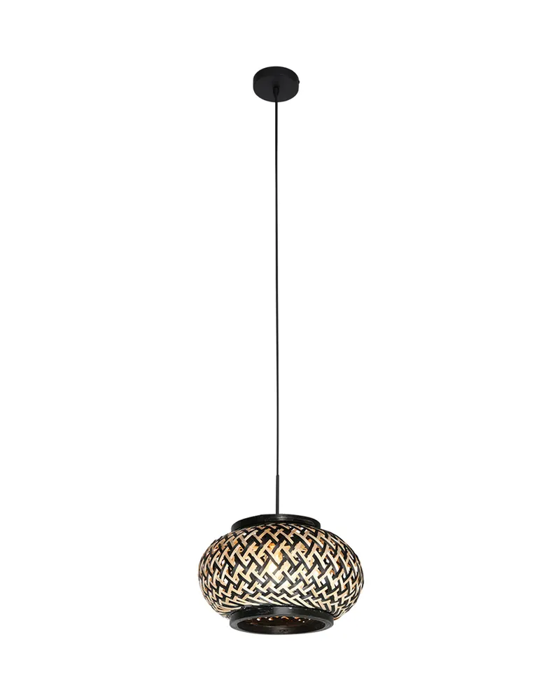 Nox Light Pendelleuchte aus Bambus und Metall, Ø 23 cm in Naturfarben, Schwarz, Ansicht 3