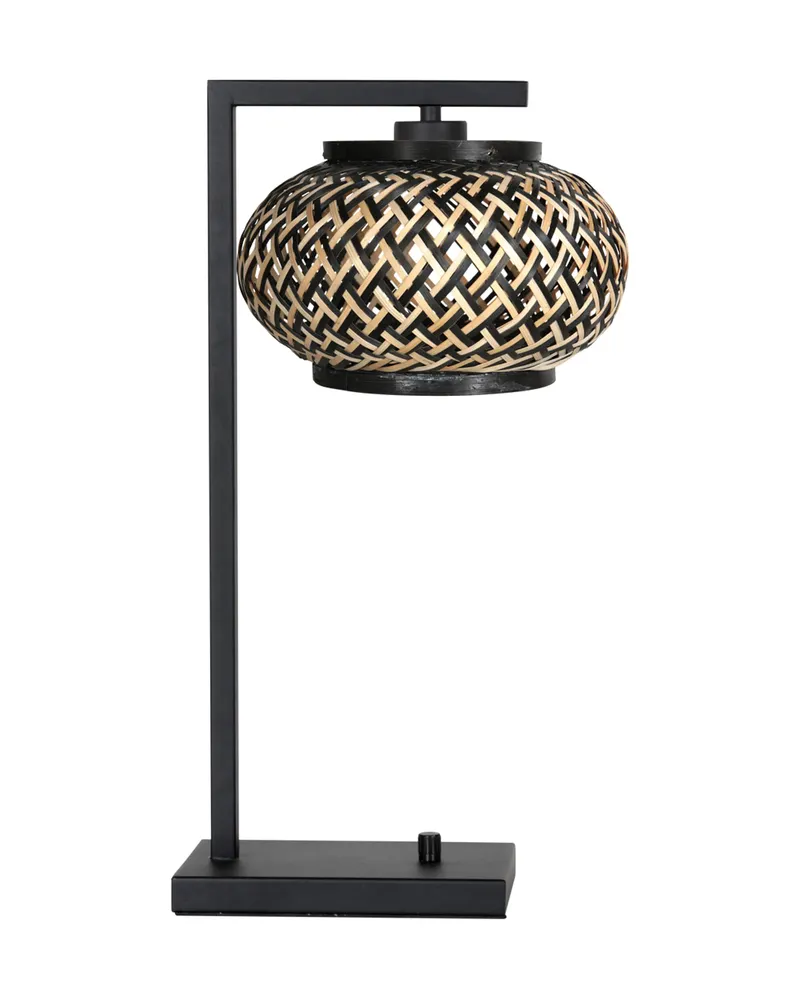 Steinhauer Nox Light Tischlampe aus Bambus und Metall in Naturfarben, Schwarz, Ansicht 1