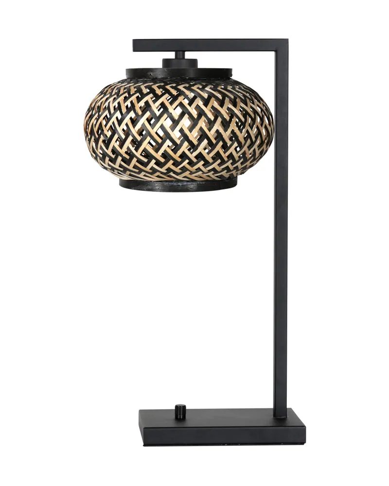 Steinhauer Nox Light Tischlampe aus Bambus und Metall in Naturfarben, Schwarz, Ansicht 2