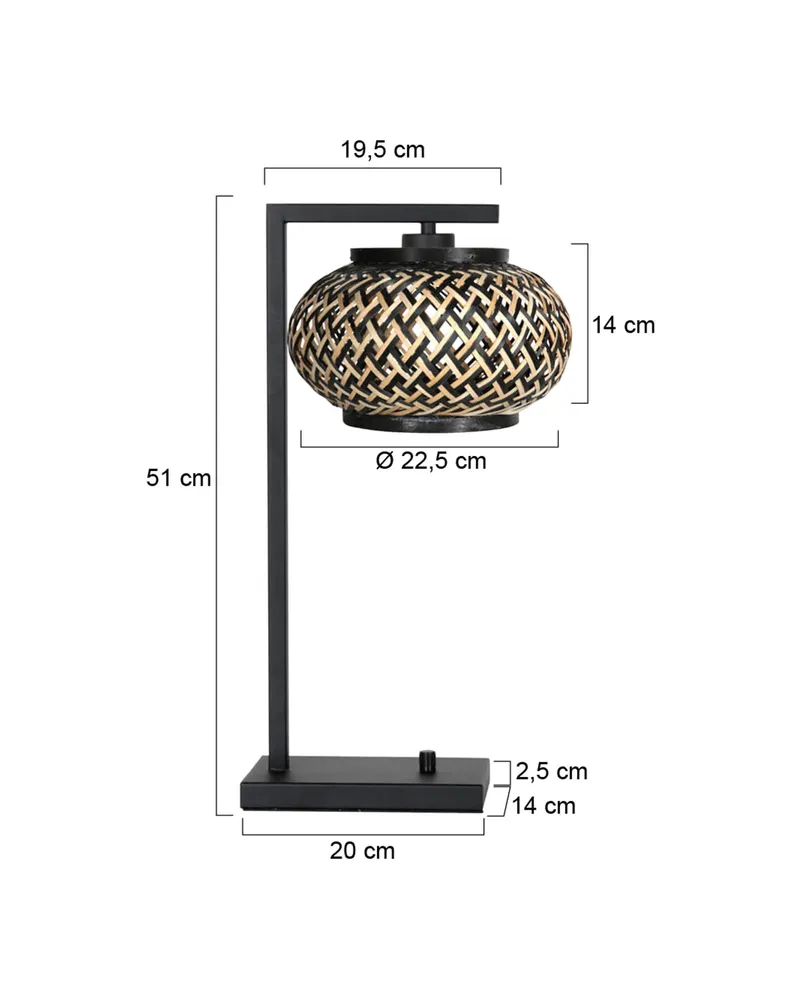 Steinhauer Nox Light Tischlampe aus Bambus und Metall in Naturfarben, Schwarz, Ansicht 3