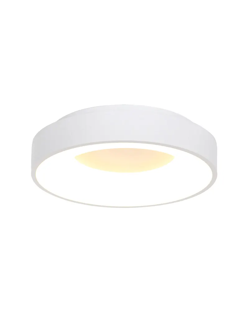 Ringlede LED-Deckenleuchte mit rundem Schirm in Weiß, Ansicht 1